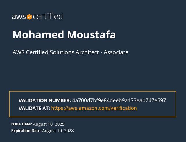 AWS Certified Solutions Architect – Associate certificate