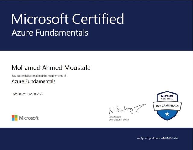 Microsoft Certified: Azure Fundamentals certificate